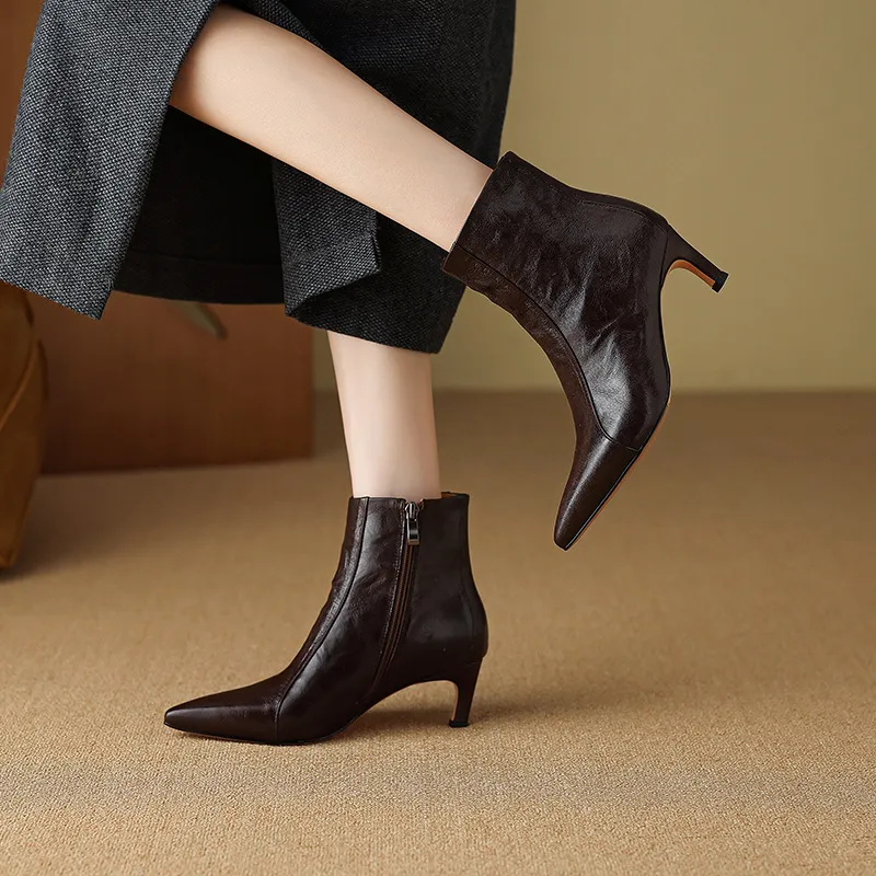 Elegant Plain Zipper Ankle Boots-2