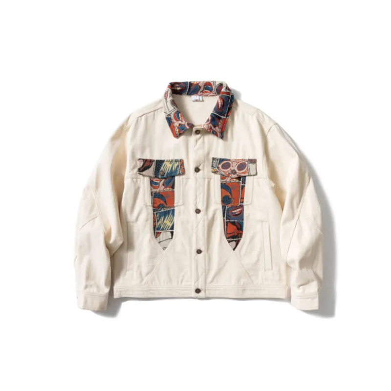 Trendy Retro Lapel Stitching Workwear Jacket-4