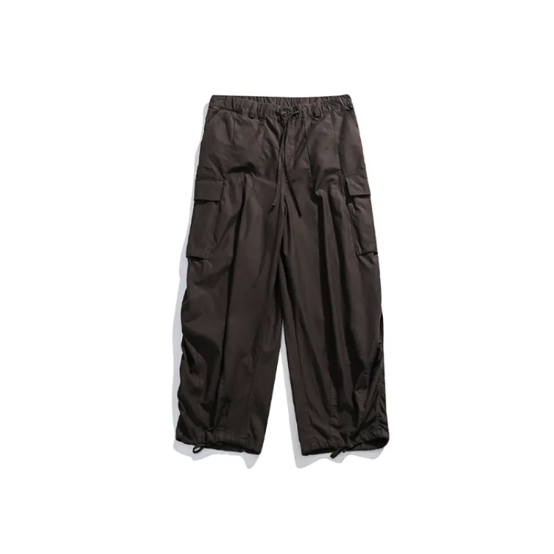Solid Color Retro Outdoor Loose Casual Straight Pants-4