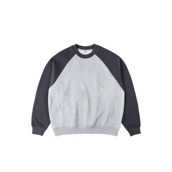 Fleece lined Raglan Sleeve Crew Neck Loose Sweatshirt