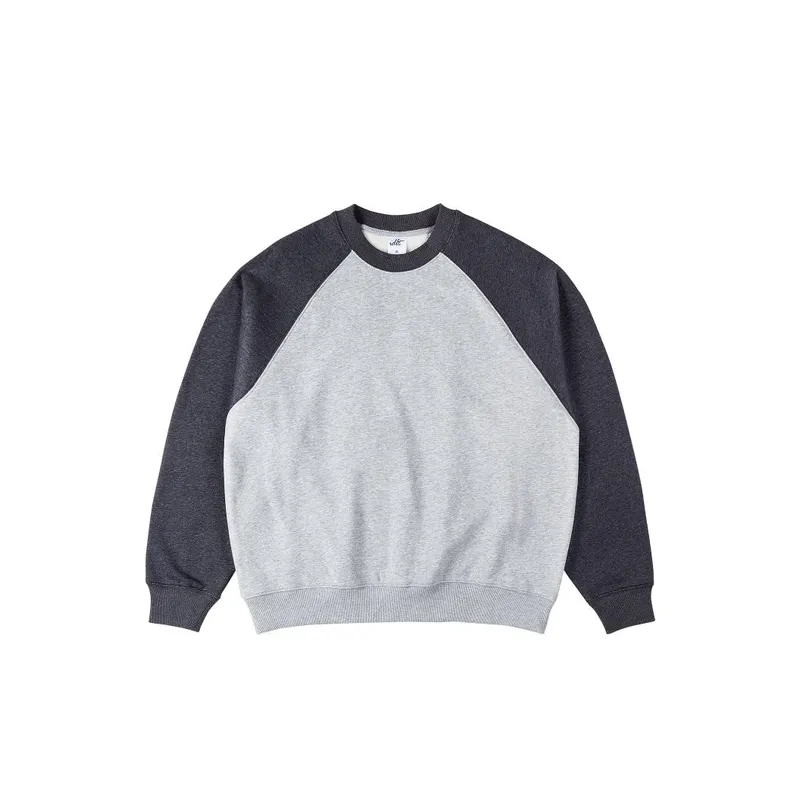 Fleece lined Raglan Sleeve Crew Neck Loose Sweatshirt-0
