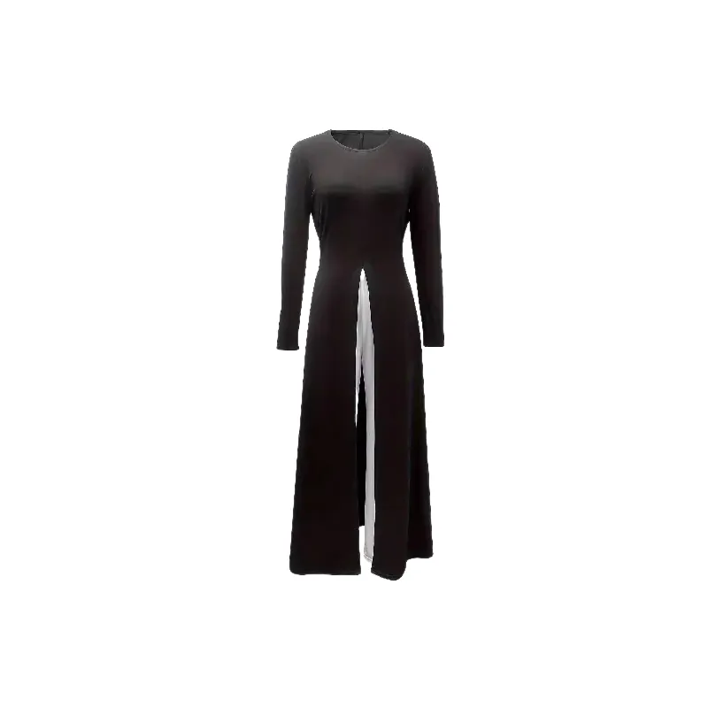 Casual Plain Polyester Long Sleeved Dress Women-0