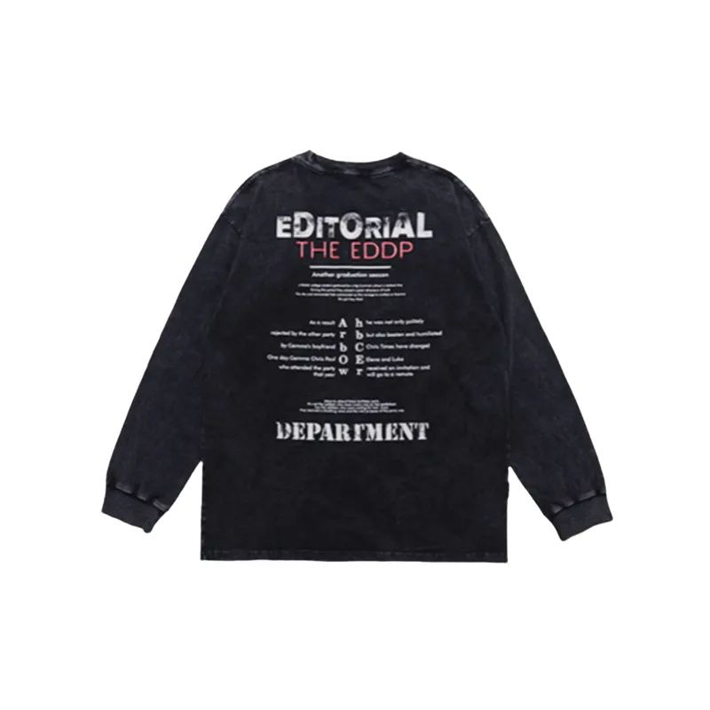 Vintage Distressed Wash Long Sleeve T shirt-1