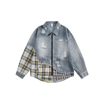 Retro Plaid Denim Jacket