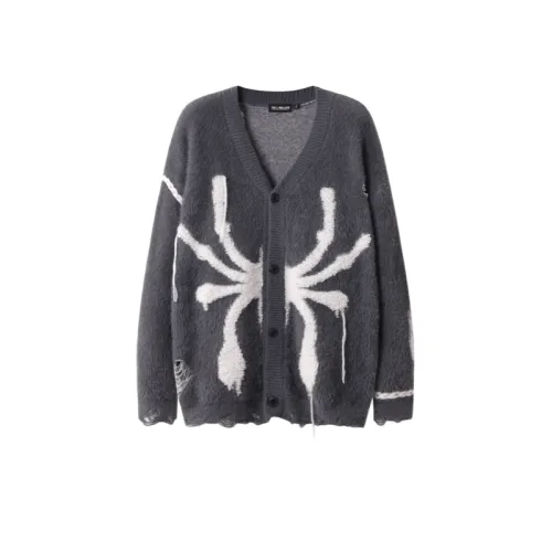 Vintage Spider Embroidered Tassel V-Neck Sweater