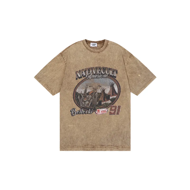 Retro Loose Cotton T Shirt-2