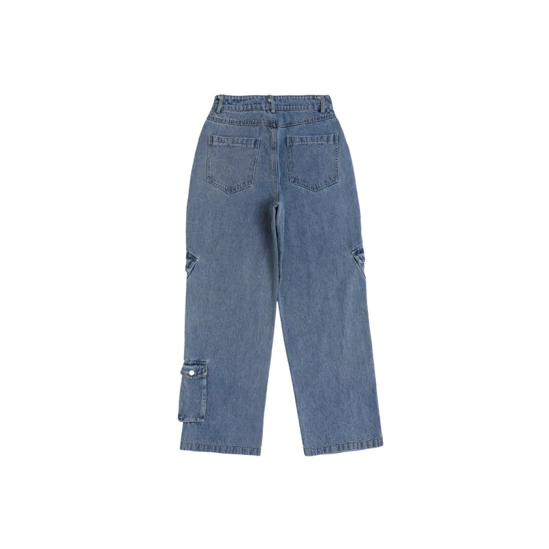 Retro Style Wash Water Jeans With Multiple Pockets-1