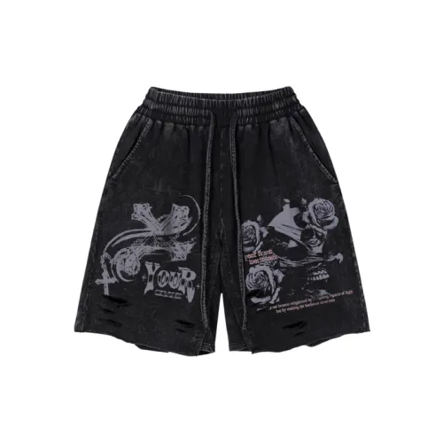 Washed Distressed Sports Shorts