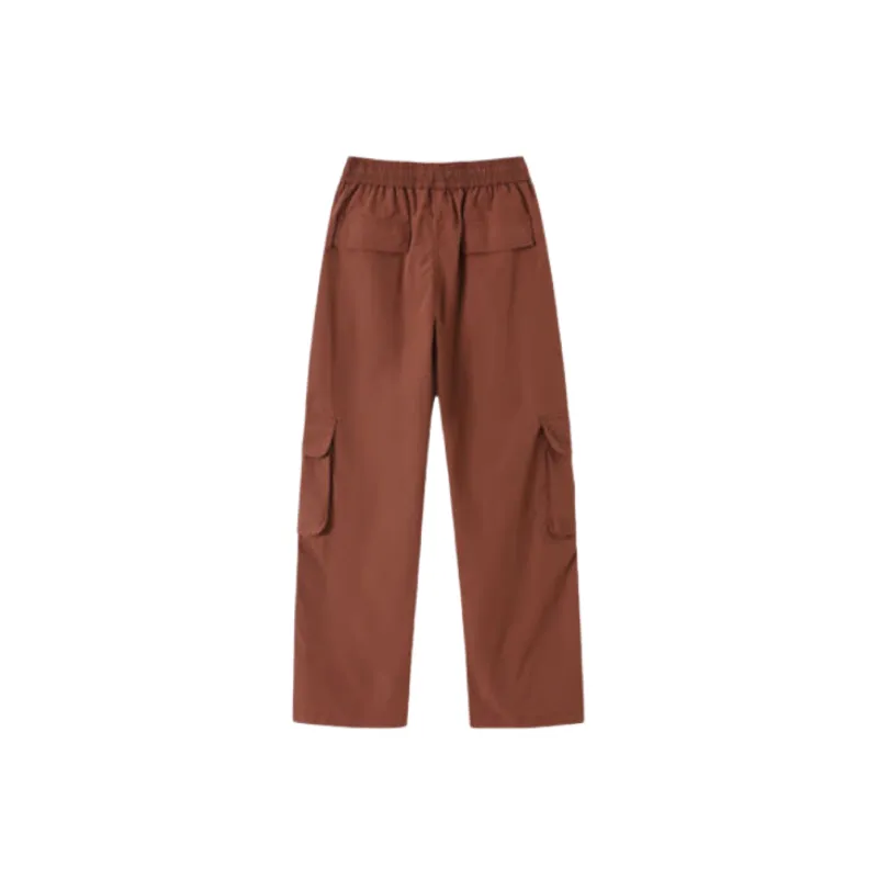 Simple Plain Blended Synthetic Fabrics Cargo Pants-9