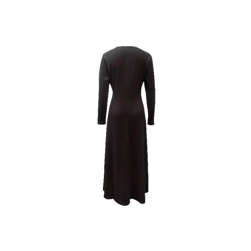 Casual Plain Polyester Long Sleeved Dress Women-1