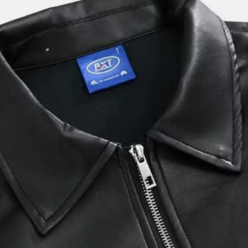 Fashion Casual Artificial Leather Jacket-3