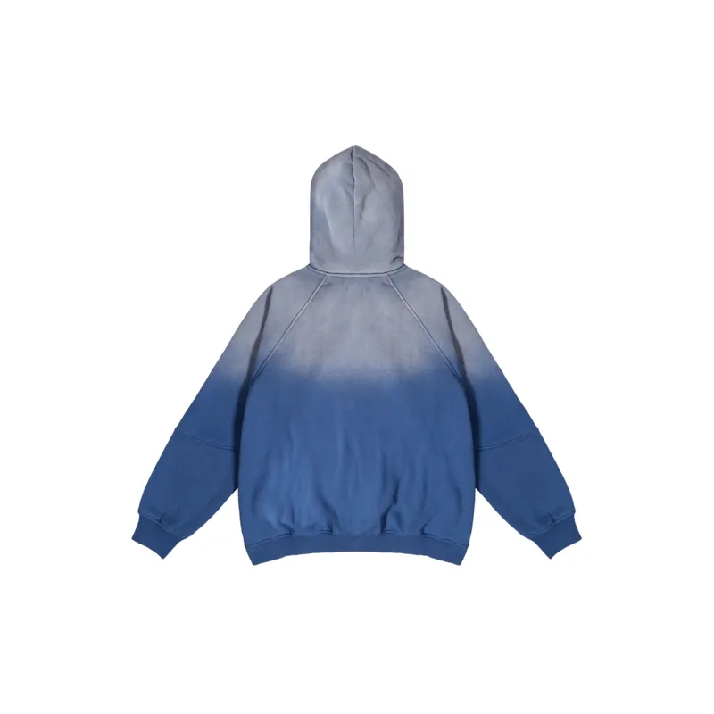 Gradient Color matching Old Oversize Loose Hooded Sweater-5