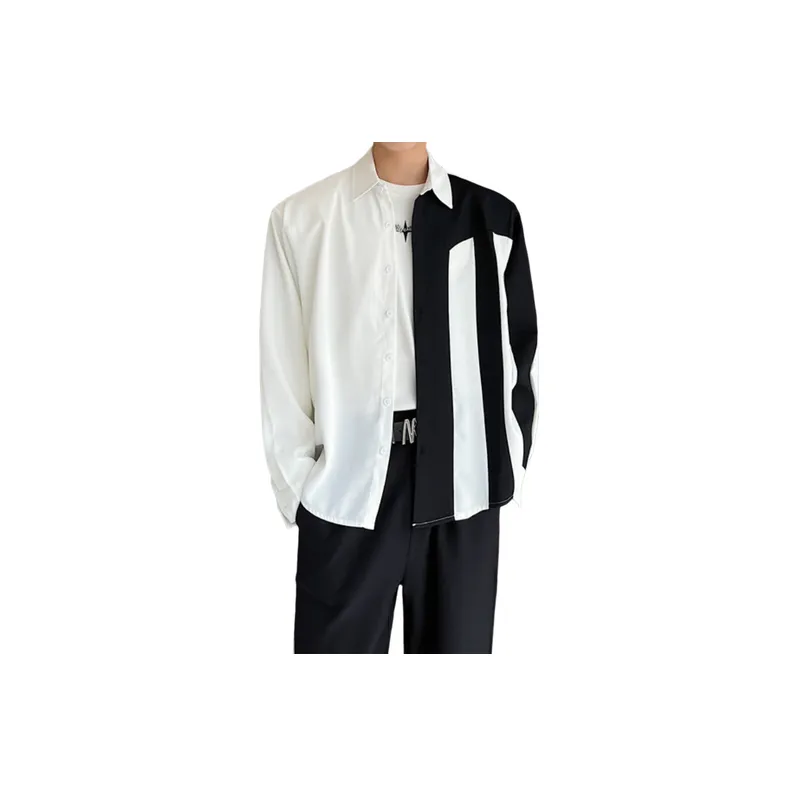 Trendy Niche Design Black And White Shirt-3