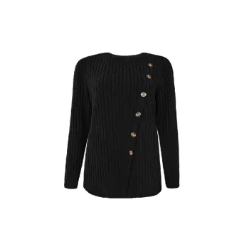 Simple Warm Ribbed Fabric Sweater Women