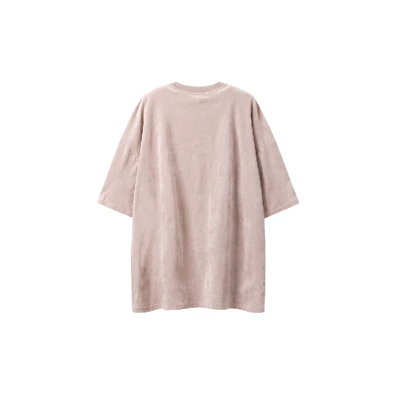 Retro Loose Blended Synthetic Fabrics T Shirt-1