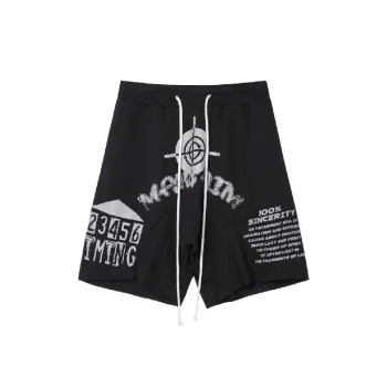 Street Letter Cotton Blended Fabric Sports Shorts