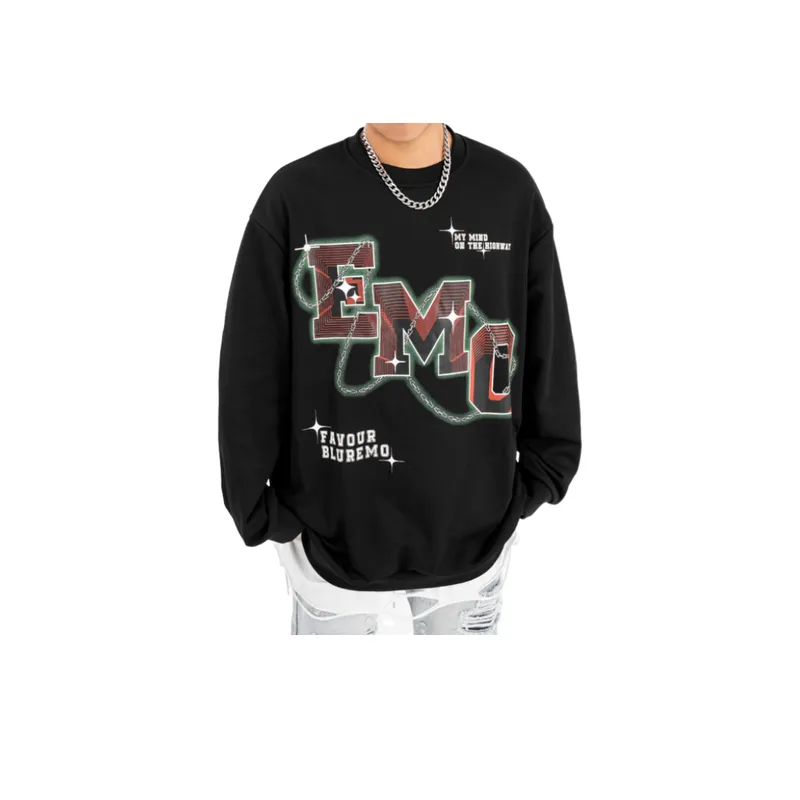 Fashion Letter Printing Long Sleeve Round Neck Sweatshirt-5