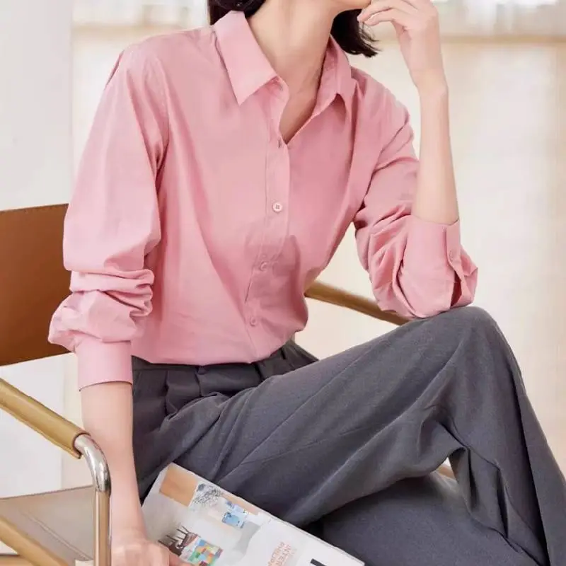 Simple Plain Rayon Shirt Women-2