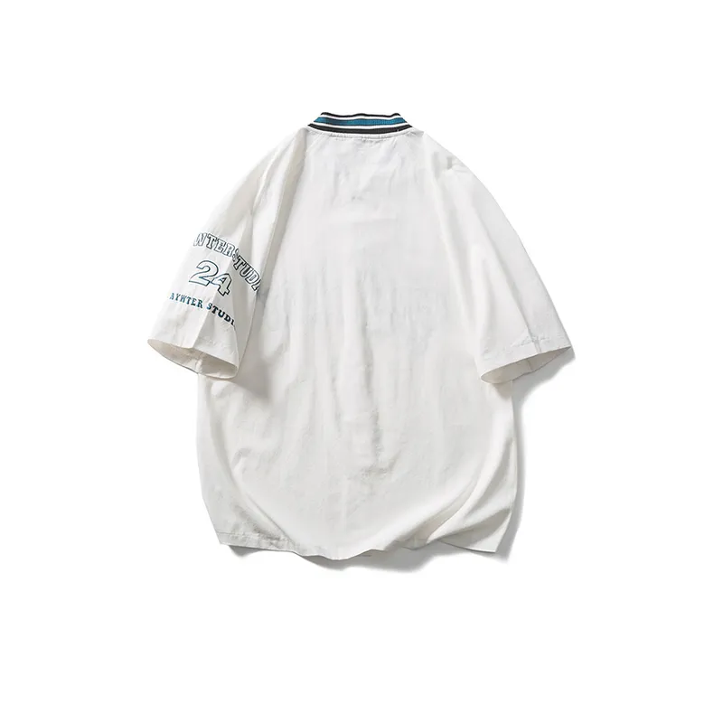 Embroidered Letter Baseball T Shirt-3