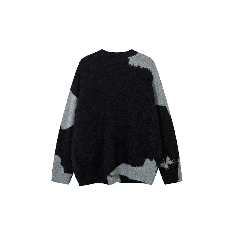 Retro Butterfly Contrast Color Cotton Blended Fabric Sweater-9