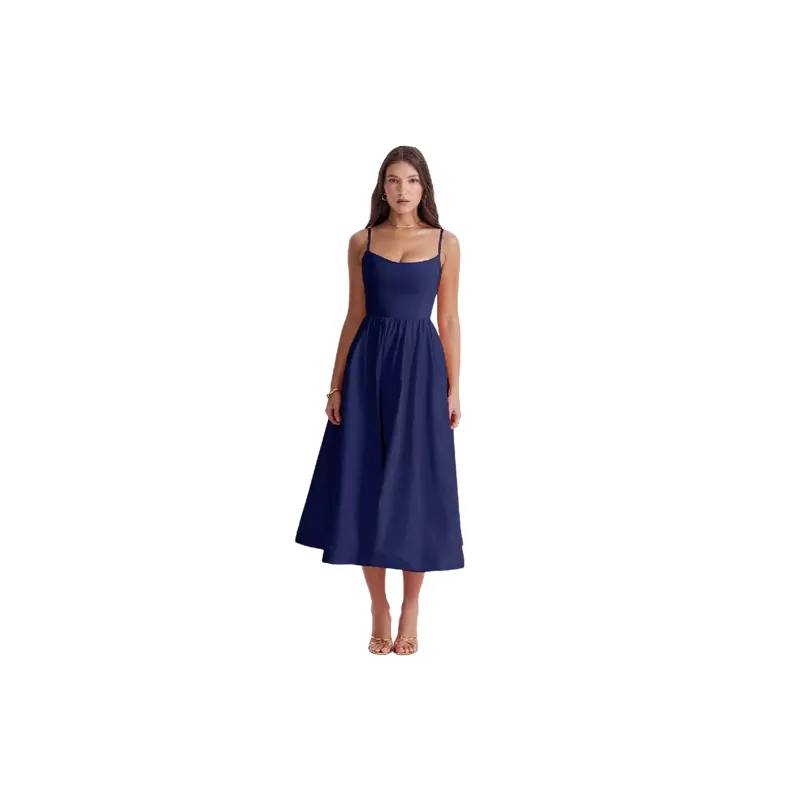 Sexy Plain Polyester Dress Women-2