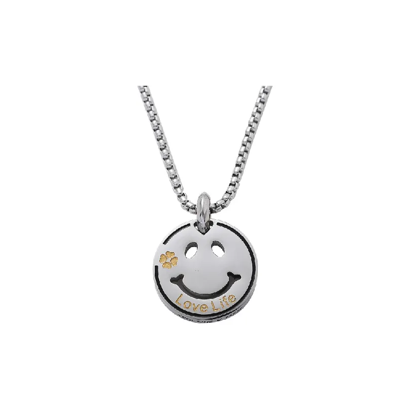 Smiley Face Pendant   Stainless Steel Couple Necklace-0