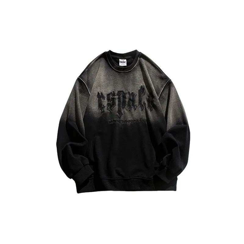 Washed Gradient Casual Printing Pullover Sweatshirt-0