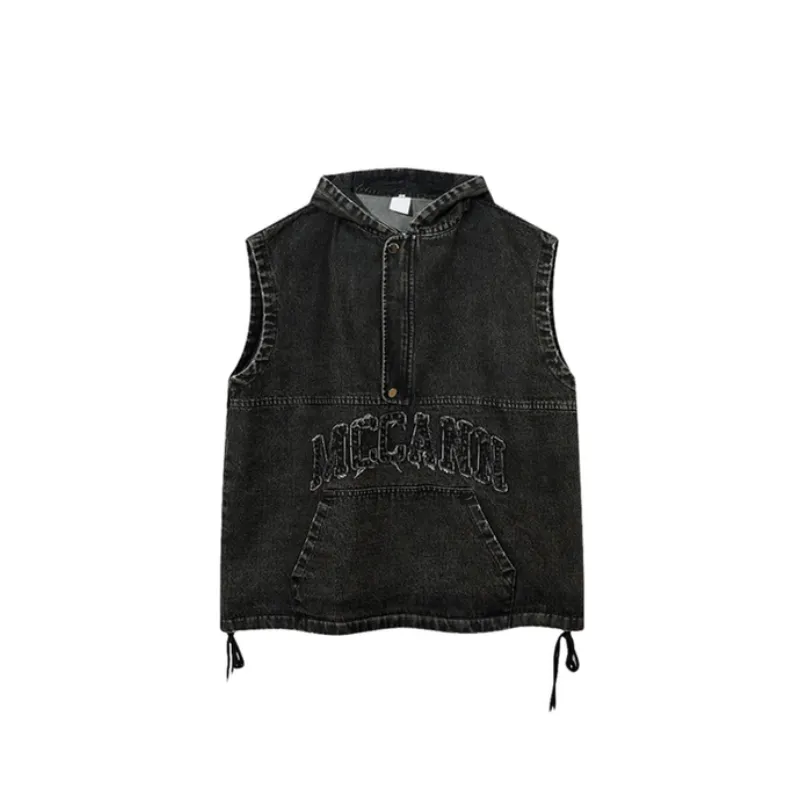 Retro Trendy Letter Patch Vest-0