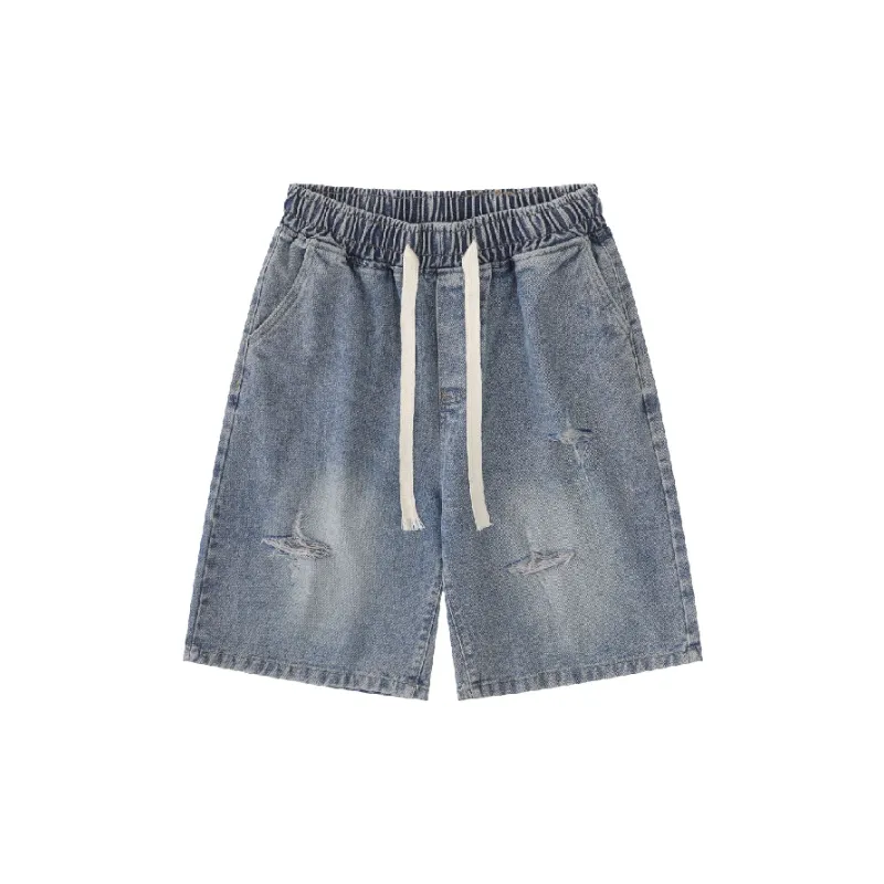 Retro Distress Denim Shorts-0