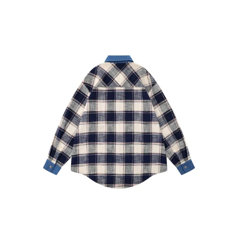 Retro Plaid Denim Shirt-1