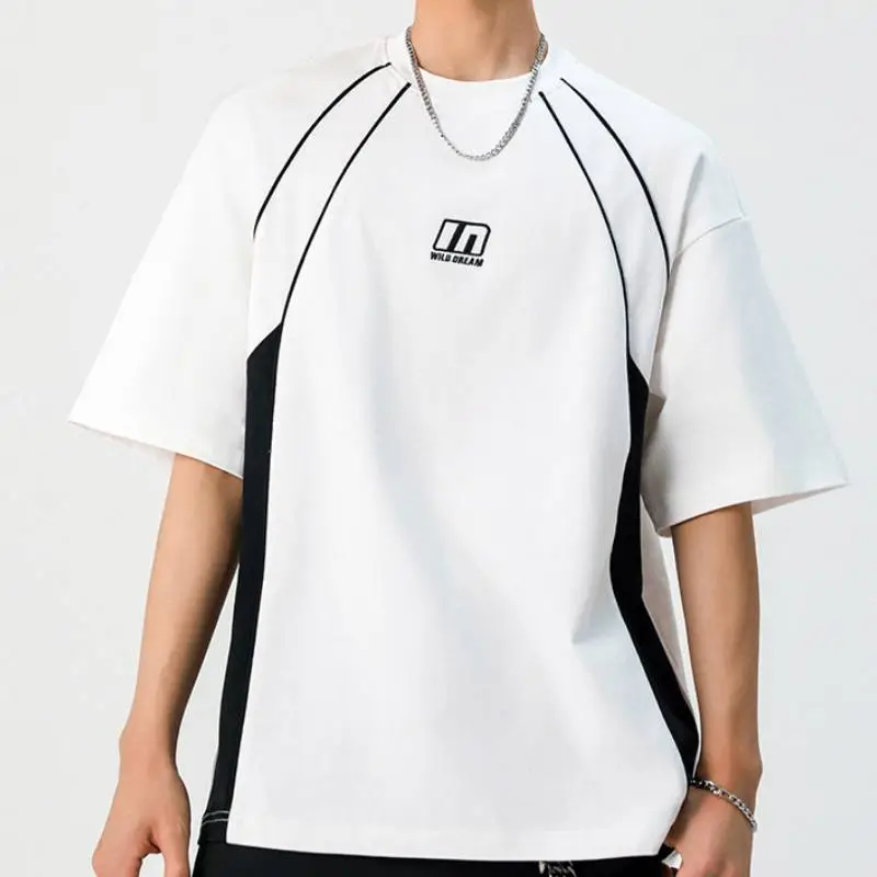 Contrast Color Sporty 100% Cotton T Shirt-8