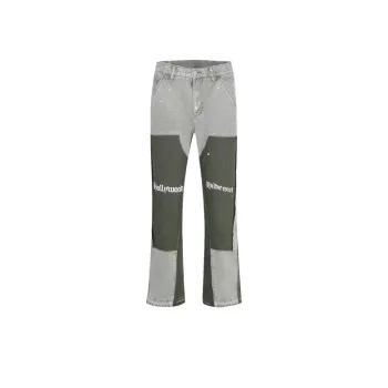 Heavy Wash Ink Splatter Bell Bottom Jeans