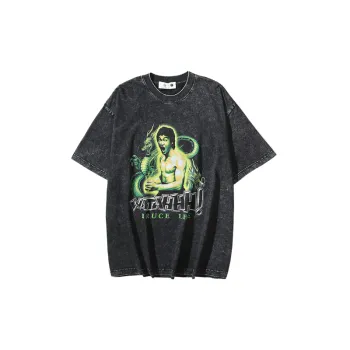 Retro Distress Cotton Blended Fabric T Shirt