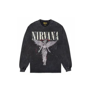Nirvana Nirvana Vintage American Retro Old Rock Punk Old Washed Batik Long Sleeve T Shirt