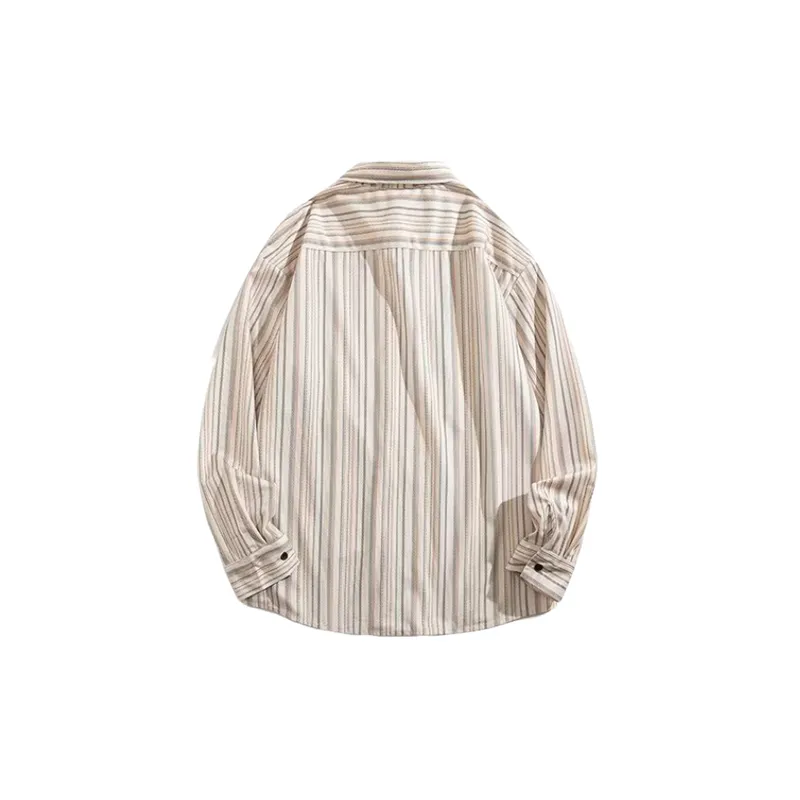 Retro Striped Cotton Blended Fabric Shirt-7