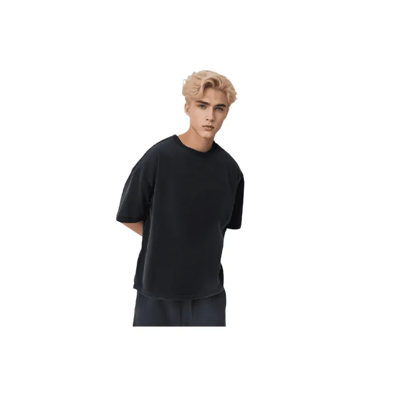 Retro Plain Combed Cotton T Shirt-6