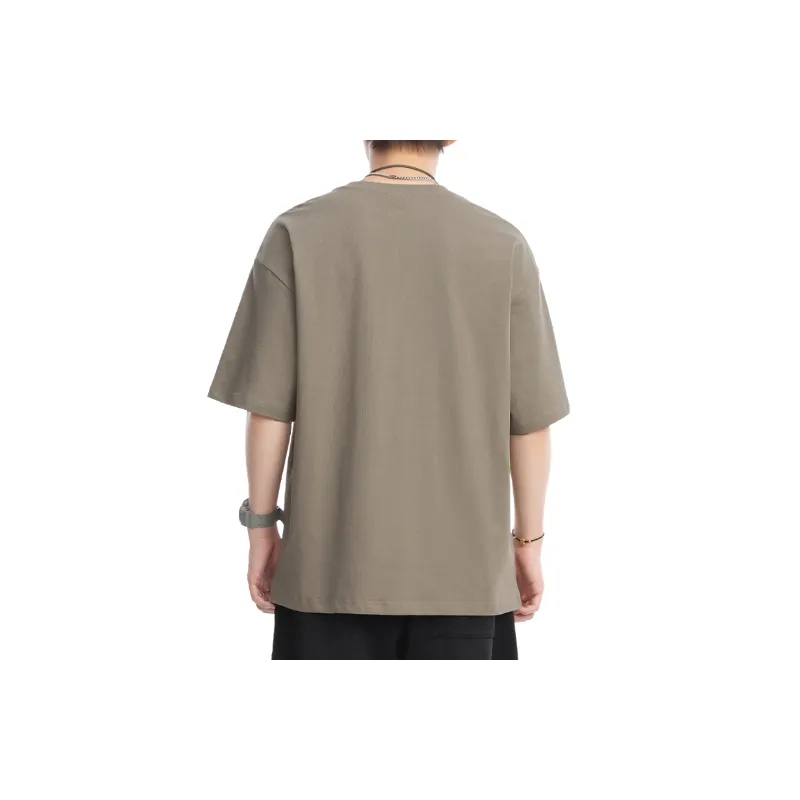 Simple Loose Cotton Blended Fabric T Shirt Unisex-10