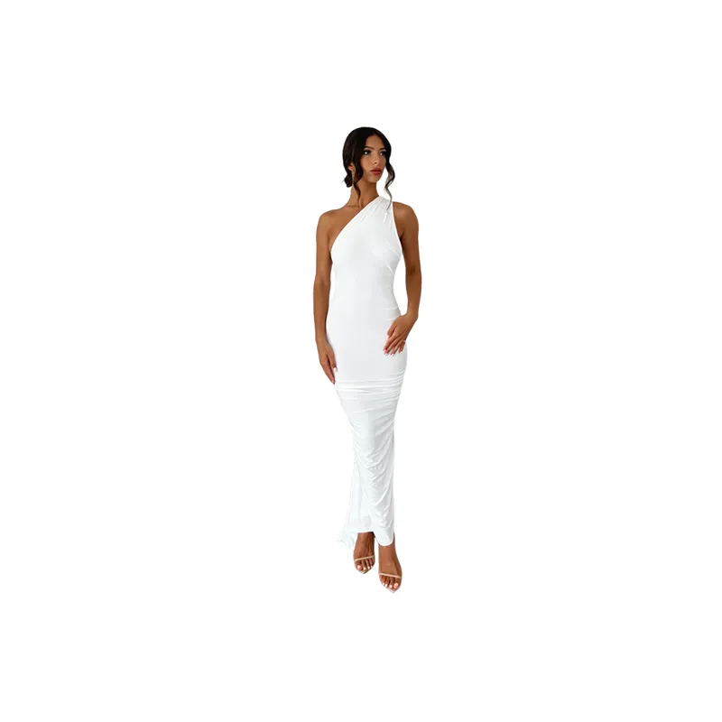 Sexy Plain Milk Fiber Slip Dress Women-2