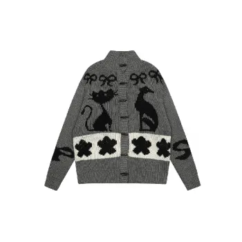 Trendy Bow Loose Cotton Blended Fabric Sweater
