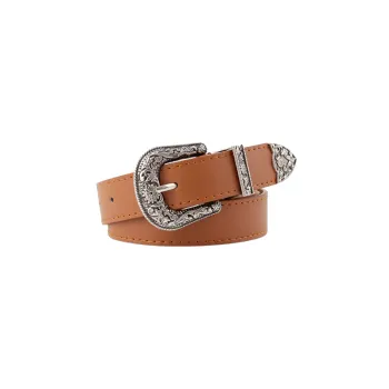 Retro Plain Leather Belt Women