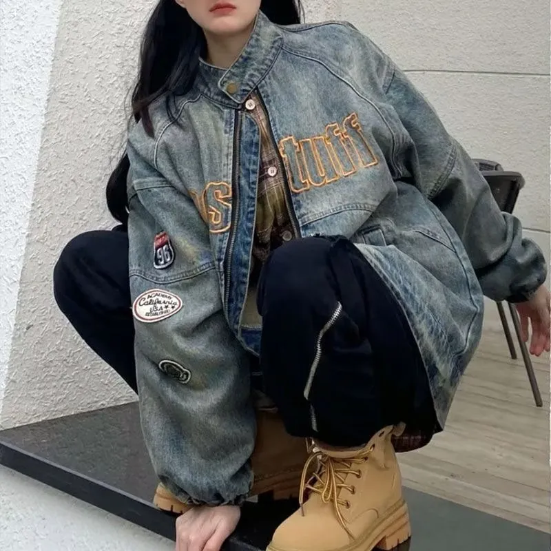 Retro Embroidered Denim Jacket-3
