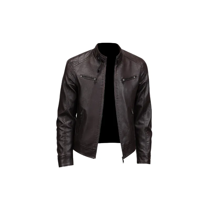 Casual Waterproof PU Leather Jacket-0