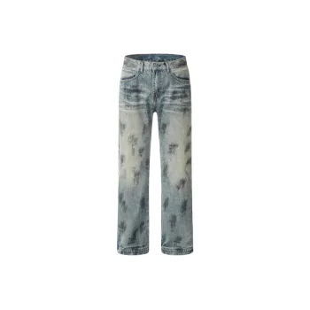 Retro Washed High Street Straight Loose Jeans