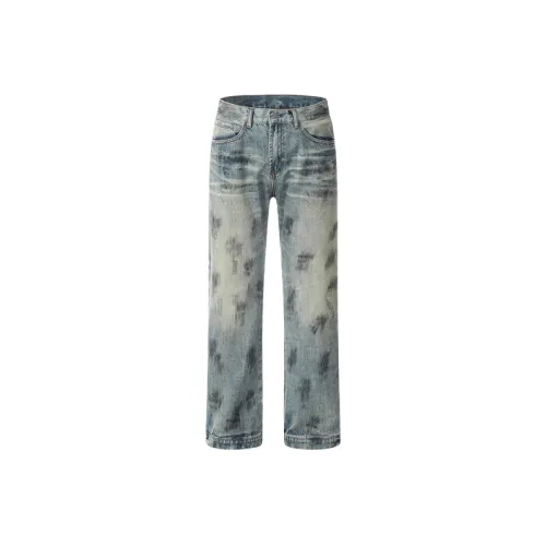 Retro Washed High Street Straight Loose Jeans