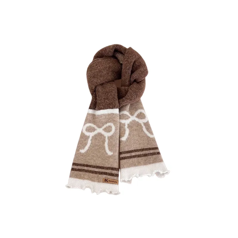 Cute Bow Striped Knit Scarf-6