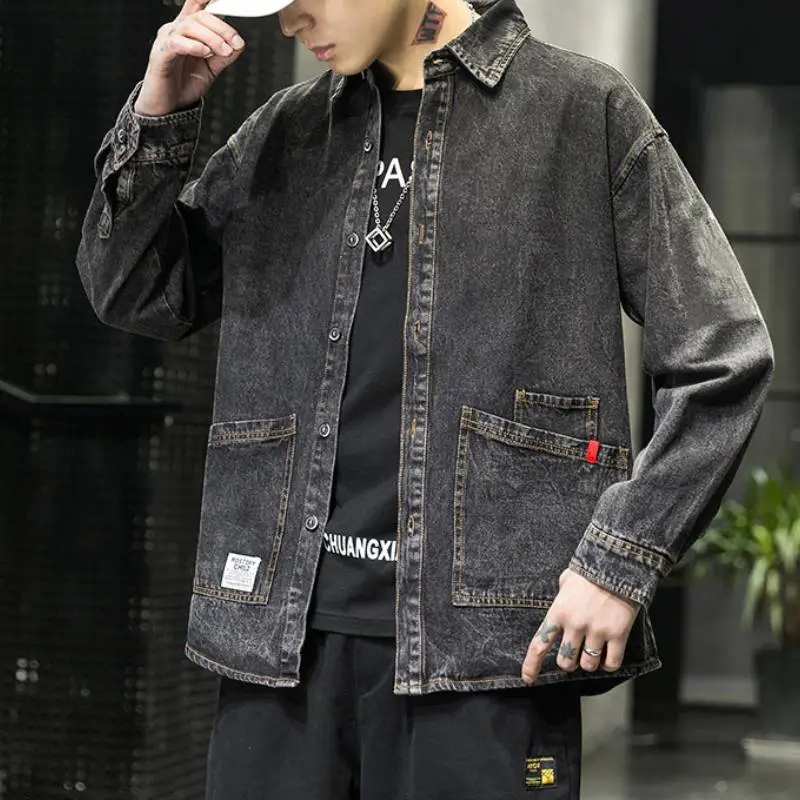 Retro Fashionable Long Sleeve Denim Jacket-5