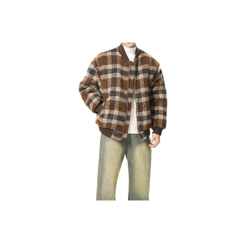 Retro Plaid Loose Casual Quilted Jacket-11