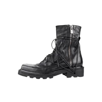 Thick soled Square Toe Leather Boots