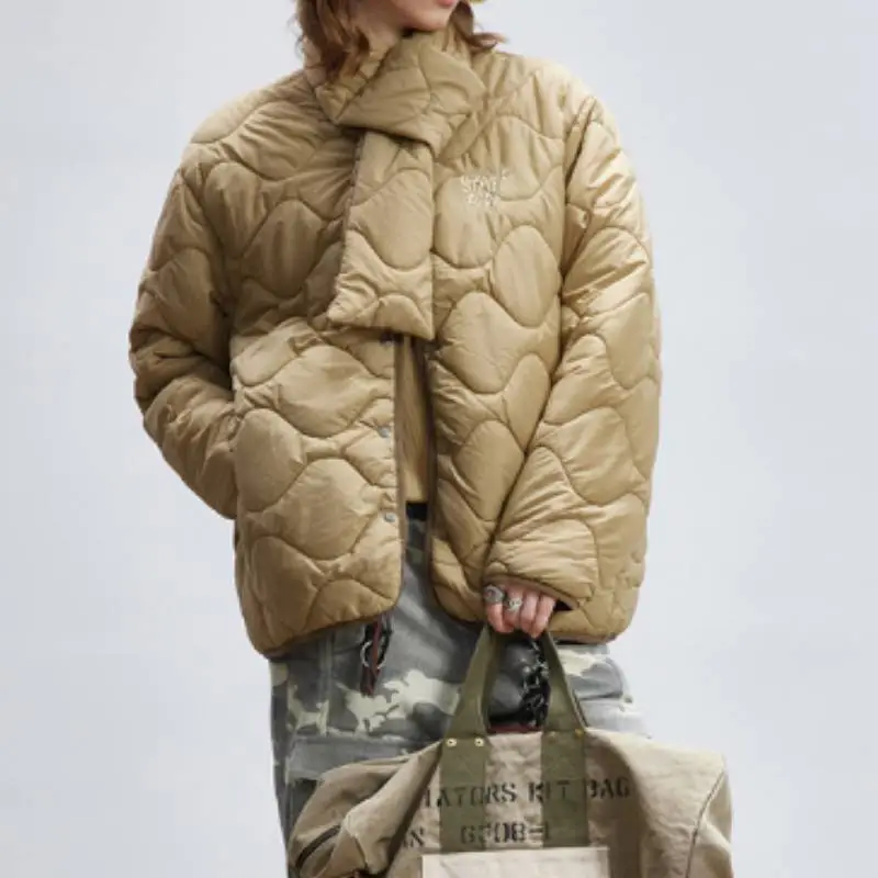 Fashionable Loose Blended Synthetic Fabrics Quilted Jacket-9