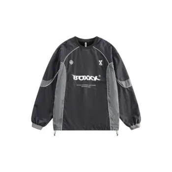 Fashion Street Retro Stitching Split Line Round Neck Sweatshirt